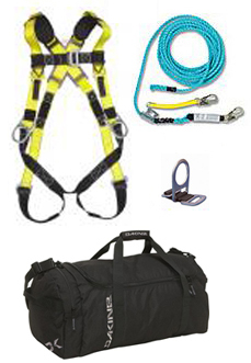 SAFETY - FALL PROTECTION KIT<br><font size=3><b>(M-L) Duffle w/Harness, 50' Lifeline, w/Side D's
